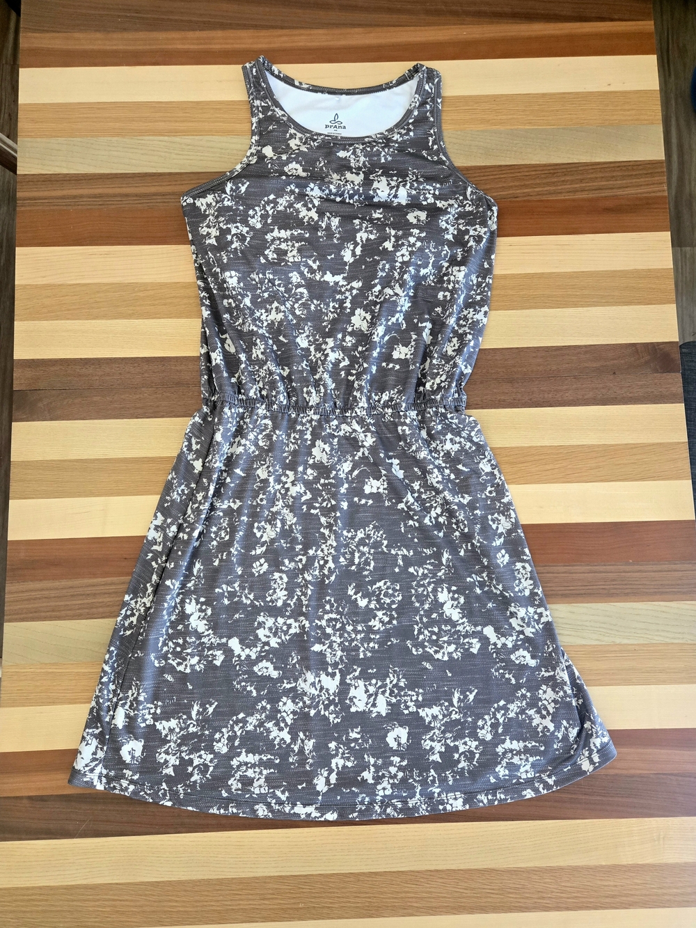 Prana Mandoline Olive Green And White Floral Tank Dress Size M
